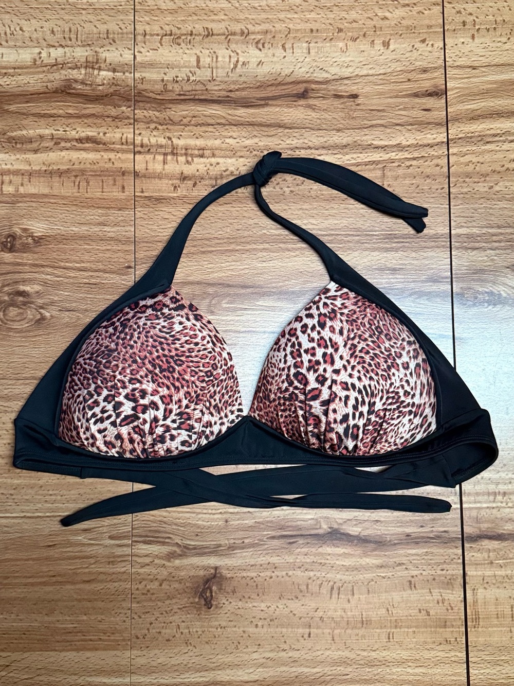 Leopard Cheetah Print Triangle Brazilian Bikini Bulge Control Top - Black Trim